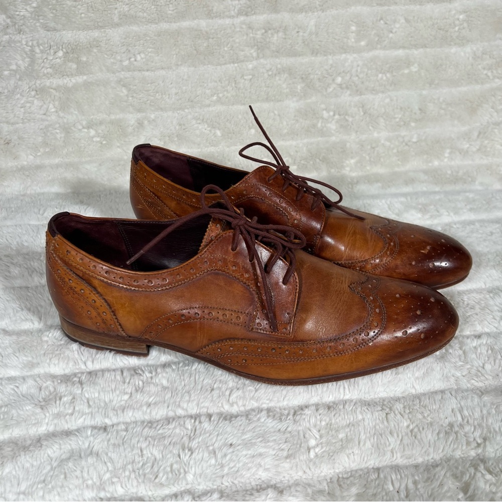 TED BAKER Gryene Leather Derby Brogue Brown Shoes  Mens Size 12 / 46